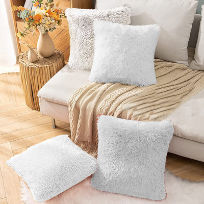 PICKKART Microfibre Solid Cushion Pack of 4(White)