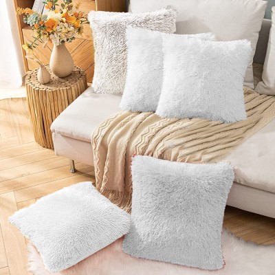 PICKKART Fur Cushions Cover(Pack of 5, 40 cm*40 cm, White)