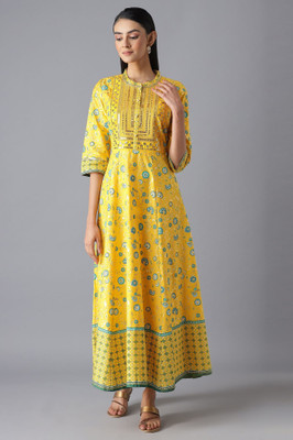 Aurelia Women Ethnic Dress Yellow Midi/Calf Length Dress