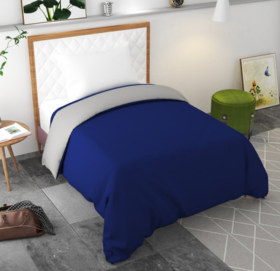 Divine Homes Single Polycotton Duvet Cover(Grey, Blue)