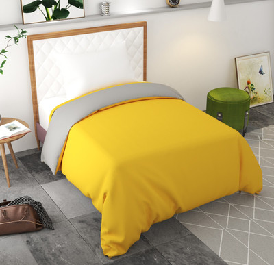Divine Homes Single Polycotton Duvet Cover(Grey, Yellow)