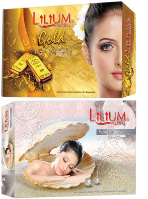LILIUM Pearl and Gold Facial Kit For Extra Glow & Smoothness, 80g Each(2 x 80 g)