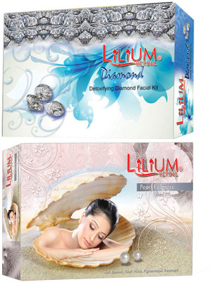 LILIUM Pearl and Diamond Facial Kit For Extra Glow & Smoothness, 80g Each(2 x 80 g)