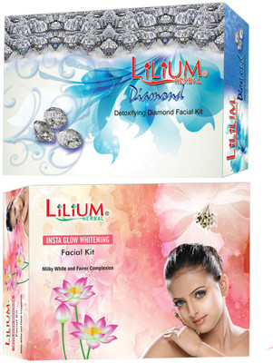 LILIUM Whitening and Diamond Facial Kit For Extra Glow & Smoothness, 80g Each(2 x 80 g)