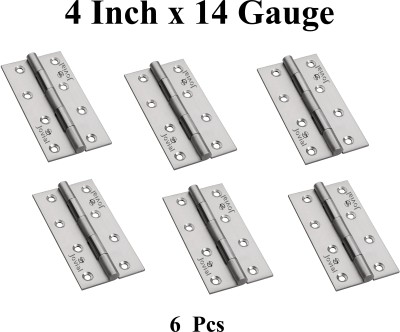 Jovial Door Hinges/Window Hinges/Butt Hinges (4 inch x 14 Gauge/2 mm Thickness) Butt/Mortise Hinge(Lacier Satin Matt Pack of 6)