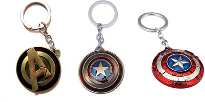 OHZEN Avenger A logo,Captain America Shield Rotating Keychain Key Chain