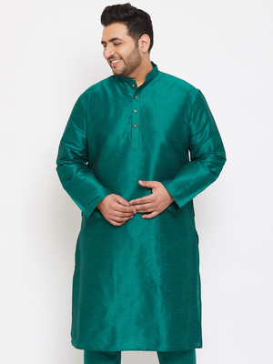 VASTRAMAY PLUS Men Solid Straight Kurta(Green)