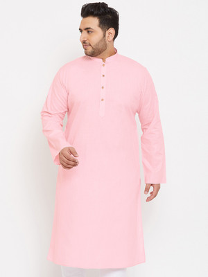 VASTRAMAY PLUS Men Solid Straight Kurta(Pink)