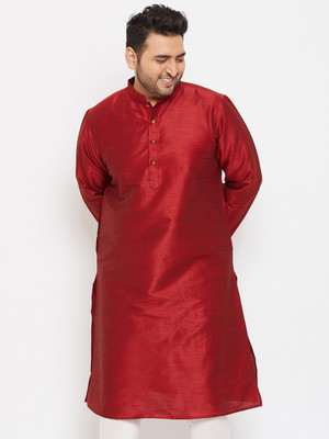 VASTRAMAY PLUS Men Solid Straight Kurta(Maroon)