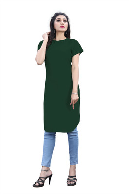 Zaairah Fab Women Solid Straight Kurta(Green)