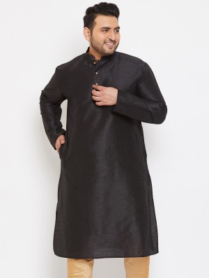 VASTRAMAY PLUS Men Solid Straight Kurta(Black)