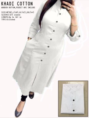 Bulwork Impex Women Solid Straight Kurta(White)