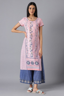 Aurelia Women Printed Straight Kurta(Pink)