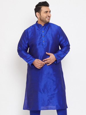VASTRAMAY PLUS Men Solid Straight Kurta(Blue)