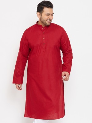 VASTRAMAY PLUS Men Solid Straight Kurta(Maroon)