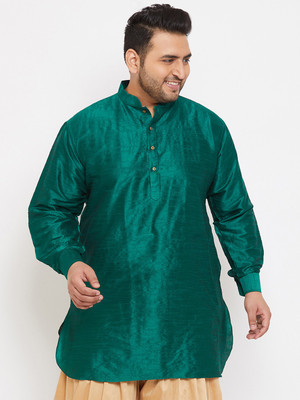 VASTRAMAY PLUS Men Self Design Straight Kurta(Green)