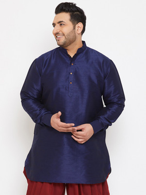 VASTRAMAY PLUS Men Solid Straight Kurta(Dark Blue)