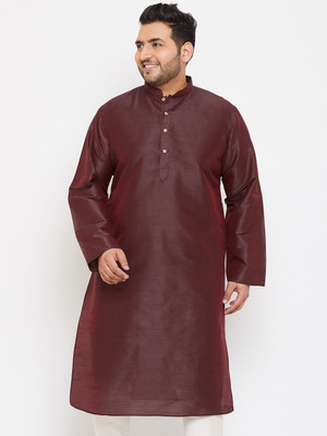 VASTRAMAY PLUS Men Solid Straight Kurta(Brown)