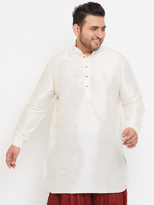 VASTRAMAY PLUS Men Solid Straight Kurta(White)