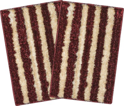 Enyra Homes Microfiber Bathroom Mat(Maroon, Medium, Pack of 2)