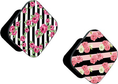iCopertina Pack of 2 Pink Floral On Stripes And Pink White Floral On Stripes Mobile Holder