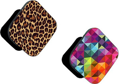 iCopertina Pack of 2 Cheetah Pattern And Colorful Abstract Pattern Mobile Holder