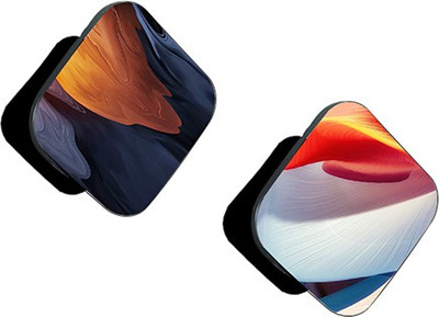 iCopertina Pack of 2 Black Orange Abstract And Orange White Blue Abstract Mobile Holder