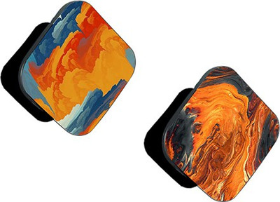 iCopertina Pack of 2 Orange Blue Abstract And Orange Black Abstract Mobile Holder