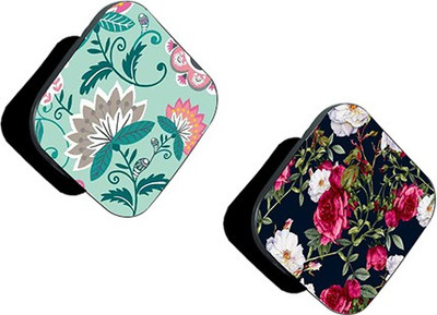 iCopertina Pack of 2 Green Floral And Red White Floral Mobile Holder