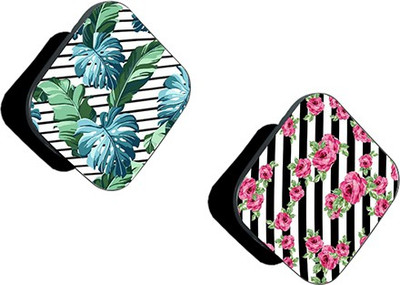 iCopertina Pack of 2 Blue Floral On Stripes And Pink Floral on Stripes Mobile Holder