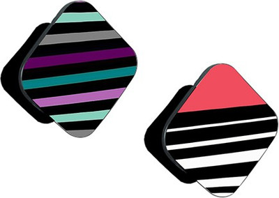 iCopertina Pack of 2 Purple Grey Green Stripes And Pink Black White Stripes Mobile Holder