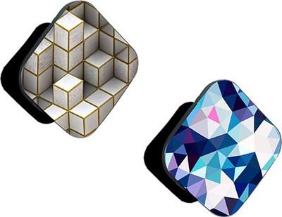 iCopertina Pack of 2 3D White Pattern And Blue White Pattern Mobile Holder