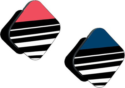 iCopertina Pack of 2 Pink Black White Stripes And Blue Black White Stripes Mobile Holder