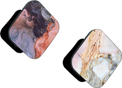 iCopertina Pack of 2 Orange Grey Abstract And White Marble Mobile Holder