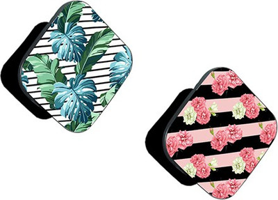 iCopertina Pack of 2 Pink White Floral On Stripes Blue Floral On stripes Mobile Holder
