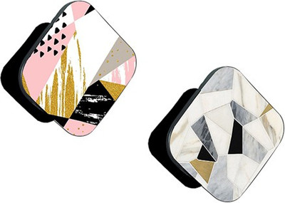 iCopertina Pack of 2 Pink Black Golden Pattern And Marble Pattern Mobile Holder