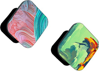 iCopertina Pack of 2 Blue Pink Abstract And Green Orange Abstract Mobile Holder