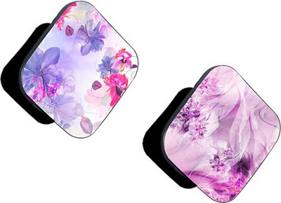 iCopertina Pack of 2 Pink Purple Floral And Purple Abstract Mobile Holder
