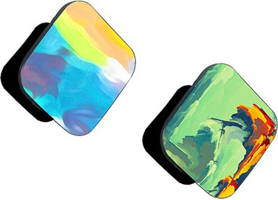 Flipkart SmartBuy FSB Pack of 2 Neon Green Blue Abstract And Green Orange Abstract Mobile Holder
