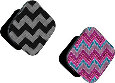 iCopertina Pack of 2 Black Grey Zig-Zag And Pink Purple Blue Zig-Zag Mobile Holder