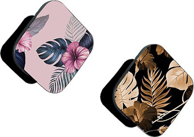 iCopertina Pack of 2 Pink Floral And Dark Golden Floral Mobile Holder