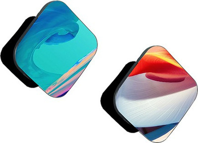iCopertina Pack of 2 Blue Abstract And Orange White Blue 3D Abstract Mobile Holder