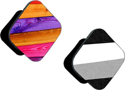 iCopertina Pack of 2 Orange Purple Pink Stripes And Black Grey White Stripes Mobile Holder