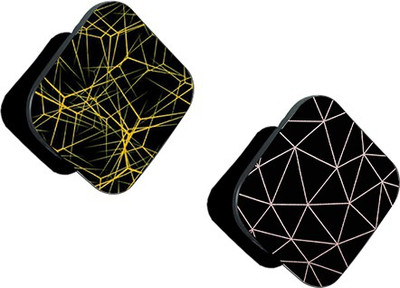 iCopertina Pack of 2 Yellow Pattern On Black And Pink Black Tri-Angles Mobile Holder
