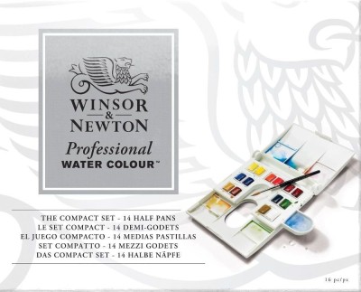 Winsor & Newton Professional Water Colour - The Compact Set 14 Half Pans(Set of 1, Compact Set)