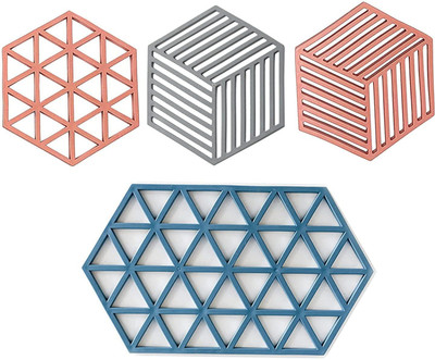 DANSR Square Reversible PVC Coaster Set(Pack of 4)