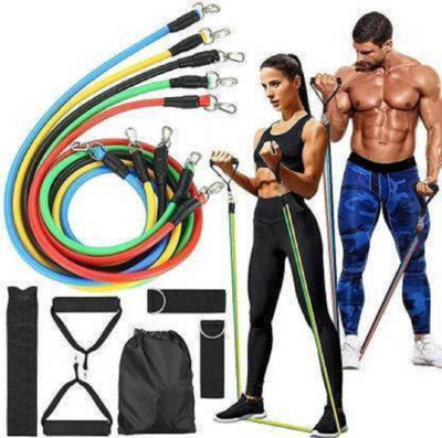 BADSHAH AND KHALIFA 11 PCS Resistance Band set Resistance Tube (Multicolor) Resistance Tube(Multicolor)