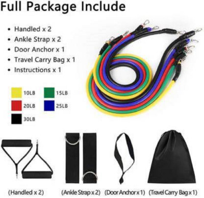 BADSHAH AND KHALIFA 11 PCS Set-Resistance Bands for Workout for Men & Women 11 Pcs Set Resistance Tube(Multicolor)