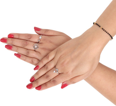 Rhosyn 3RGS VK cpy Alloy Cubic Zirconia Silver Plated Ring Set