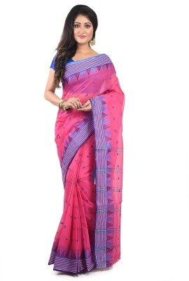 RUPANJALI Woven Tant Pure Cotton Saree(Pink)